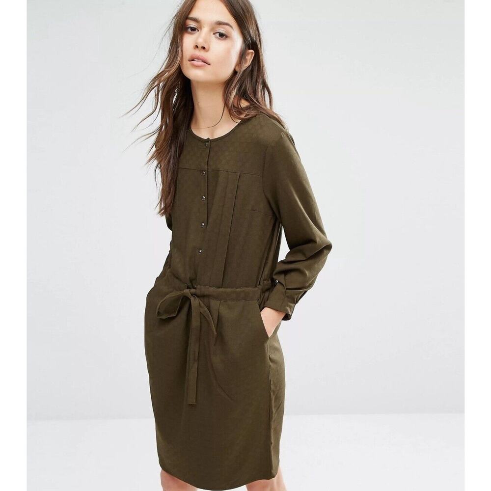 Warehouse Women Size 8 UK, 4 US Green Soft Dress Snap Buttons